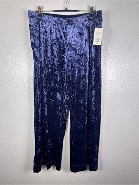 A New Day Women's Blue Velvet Straight-Leg Stretch Pants XL